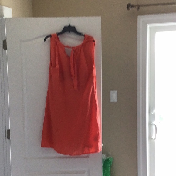 Linen halter dress, ties at the back of neck, soft orange color - Picture 5 of 7